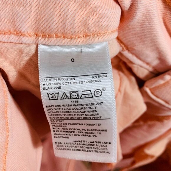 Old Navy Distressed High Rise Midi Shorts in Peachy Pink Women's Size 0 - Picture 5 of 7